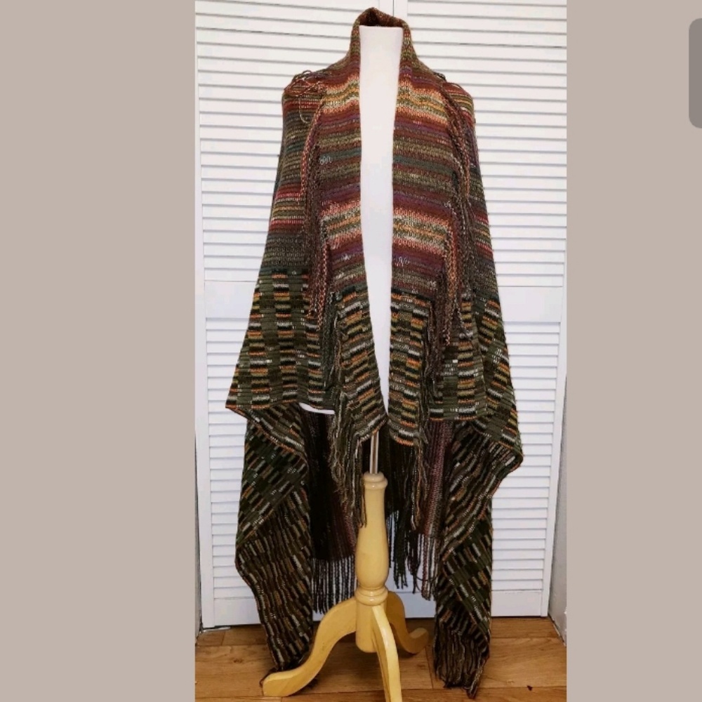 {Missoni} Wool Fringe Scarf Shawl Poncho. O/S